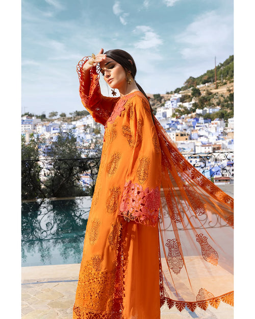 3 Piece Stitched Embroidered Paper Cotton Suit (MRB-0019)