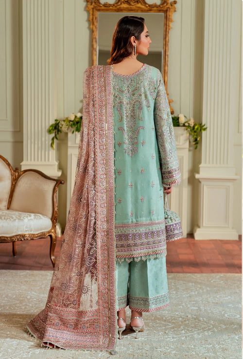 BAROQUE CHANTELLE EMBROIDERED NET MINT GREEN.(BAR-0014)