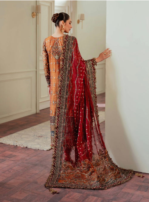 BAROQUE CHANTELLE EMBROIDERED NET RUST COPPER.(BAR-0009).