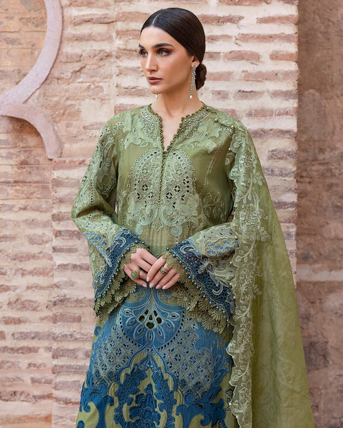 3 Piece Embroidered Paper Cotton Suit (MRB-0046)