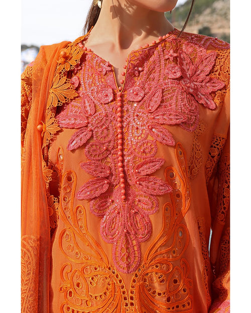 3 Piece Stitched Embroidered Paper Cotton Suit (MRB-0019)