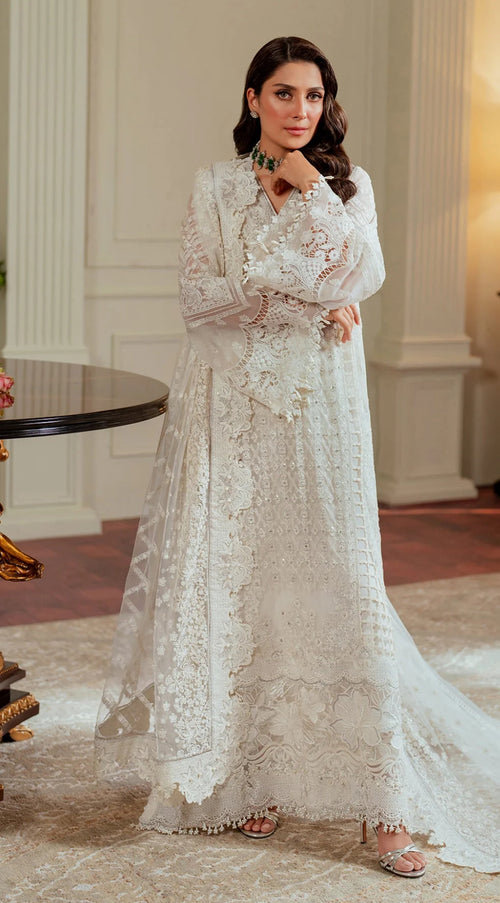 BAROQUE CHANTELLE EMBROIDERED CHIFFON OFF WHITE.(BAR-0010)