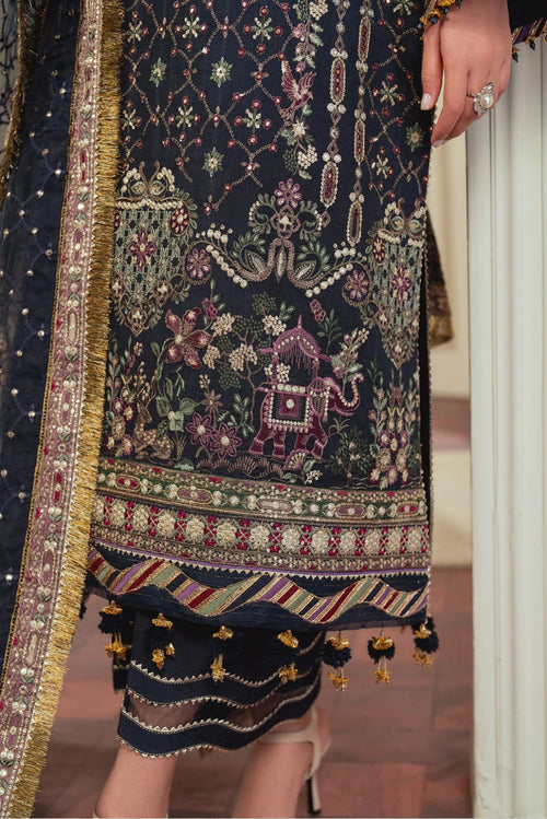 BAROQUE CHANTELLE EMBROIDERED SILK BLUE.(BAR-0013)