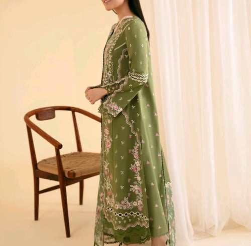 QALAMKAR Qlinekari PRINTED LAWN'24 - Semal - EMBROIDERED (QAL-0015)