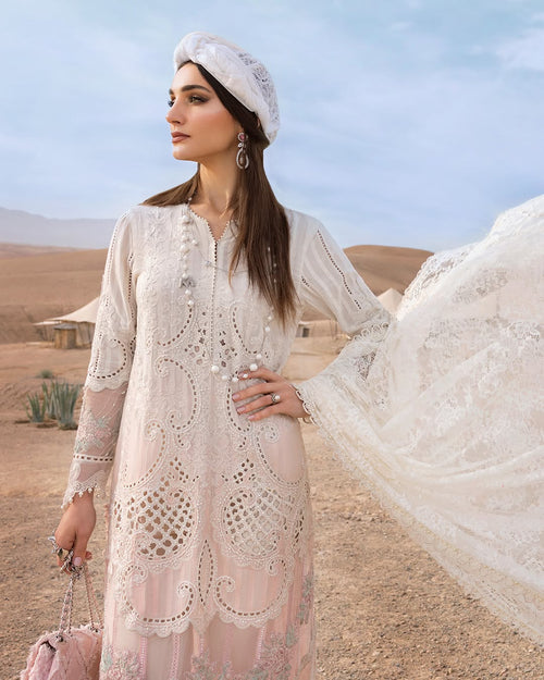 3 Piece Stitched Embroidered Dobby Lawn Suit (MRB-0021)