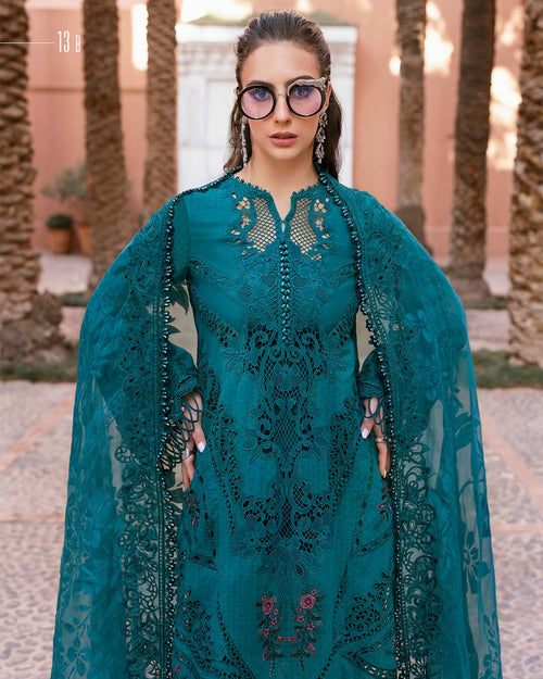 3 Piece Stitched Embroidered Dobby Lawn Suit (MRB-0023)