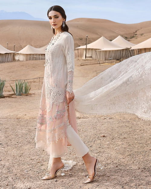 3 Piece Stitched Embroidered Dobby Lawn Suit (MRB-0021)