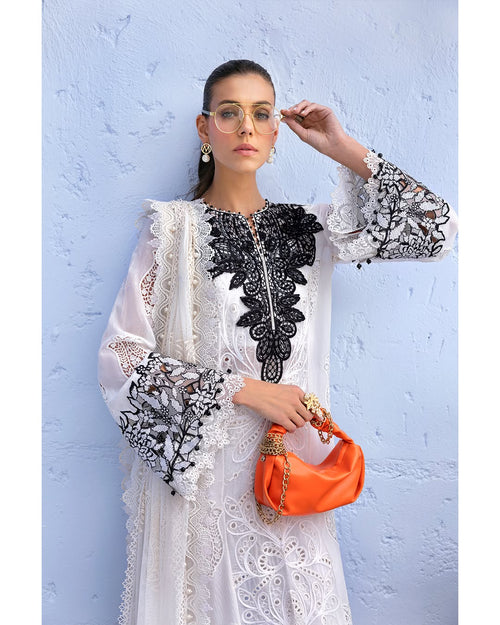 3 Piece Stitched Embroidered Paper Cotton Suit (MRB-0020)