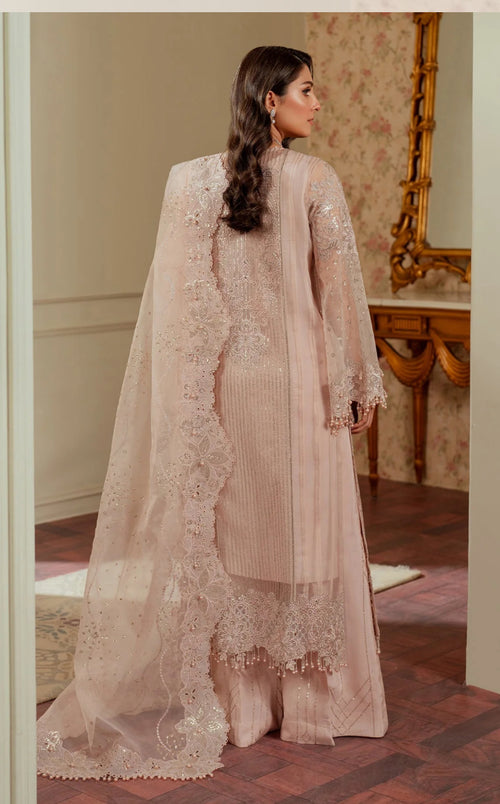 BAROQUE CHANTELLE EMBROIDERED ORGANZA POWDER PINK .(BAR-0015)