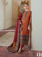 BAROQUE CHANTELLE EMBROIDERED NET RUST COPPER.(BAR-0009).