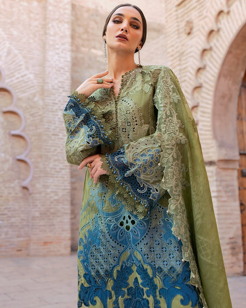 3 Piece Embroidered Paper Cotton Suit (MRB-0046)