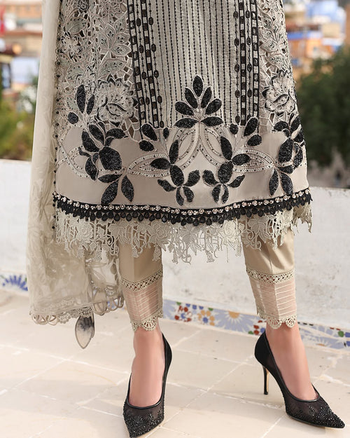 3 Piece Stitched Embroidered Paper Cotton Suit (MRB-0030)