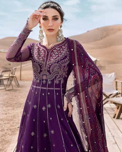 3 Piece Stitched Embroidered Net Dress (MRB-0036)