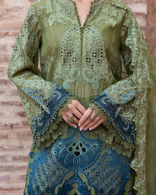 3 Piece Embroidered Paper Cotton Suit (MRB-0046)