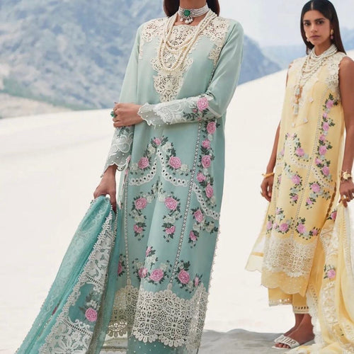 CRIMSON LuxuryLawn Summer Rosettes Floral Lace Embroidered Womenswear (SHA-0008)