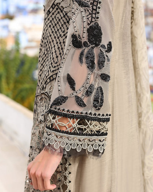 3 Piece Stitched Embroidered Paper Cotton Suit (MRB-0030)