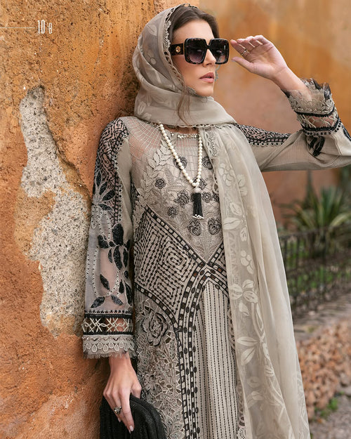 3 Piece Stitched Embroidered Paper Cotton Suit (MRB-0030)