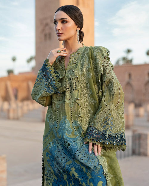 3 Piece Embroidered Paper Cotton Suit (MRB-0046)