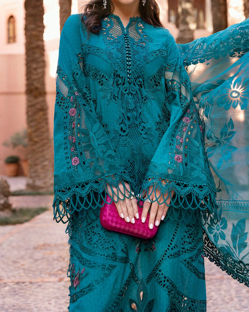 3 Piece Stitched Embroidered Dobby Lawn Suit (MRB-0023)