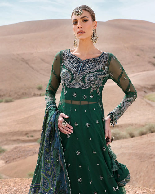 3 Piece Stitched Embroidered Net Dress (MRB-0037)