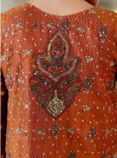 BAROQUE CHANTELLE EMBROIDERED NET RUST COPPER.(BAR-0009).