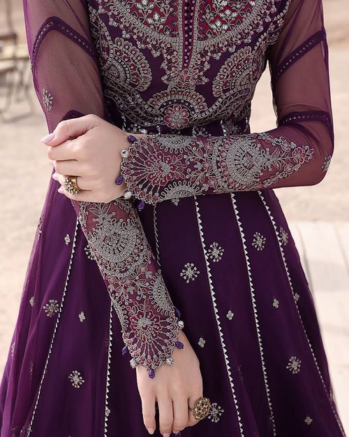 3 Piece Stitched Embroidered Net Dress (MRB-0036)