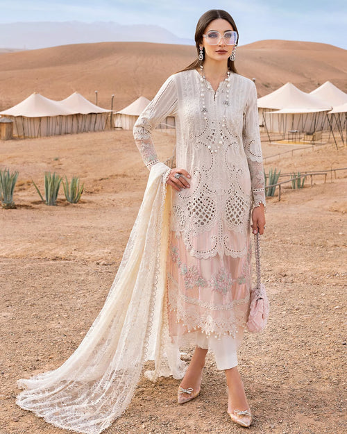 3 Piece Stitched Embroidered Dobby Lawn Suit (MRB-0021)