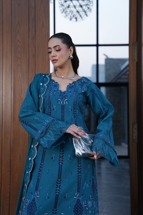 AYLIN LUXURY LAWN '26 - TEAL LOTUS - ( AYL-0019 )