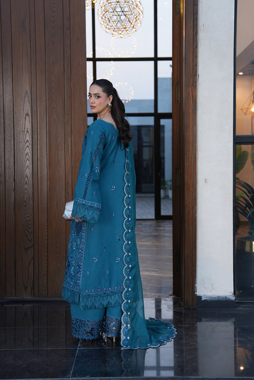 AYLIN LUXURY LAWN '26 - TEAL LOTUS - ( AYL-0019 )