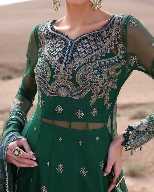 3 Piece Stitched Embroidered Net Dress (MRB-0037)