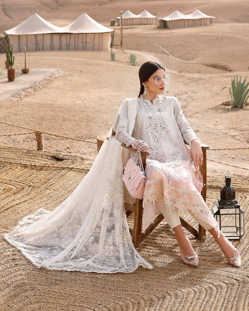 3 Piece Stitched Embroidered Dobby Lawn Suit (MRB-0021)