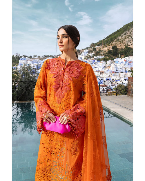 3 Piece Stitched Embroidered Paper Cotton Suit (MRB-0019)