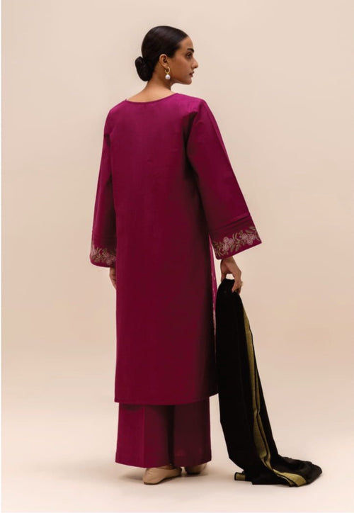 BEECHTREE Three-Piece Suit - Embroidered Shirt, Trouser, and Dupatta (BET-0005)