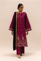 BEECHTREE Three-Piece Suit - Embroidered Shirt, Trouser, and Dupatta (BET-0005)