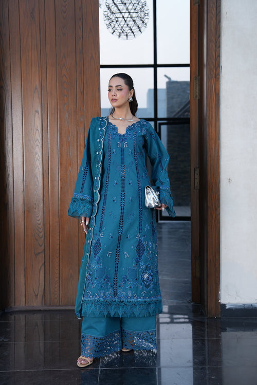AYLIN LUXURY LAWN '26  - TEAL LOTUS - ( AYL-0019 )