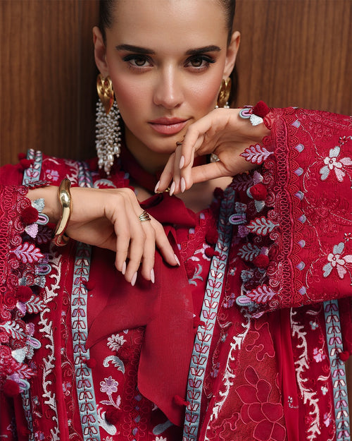 QALAMKAR - CHIKANKARI - RUBY - ( QAL-309 )