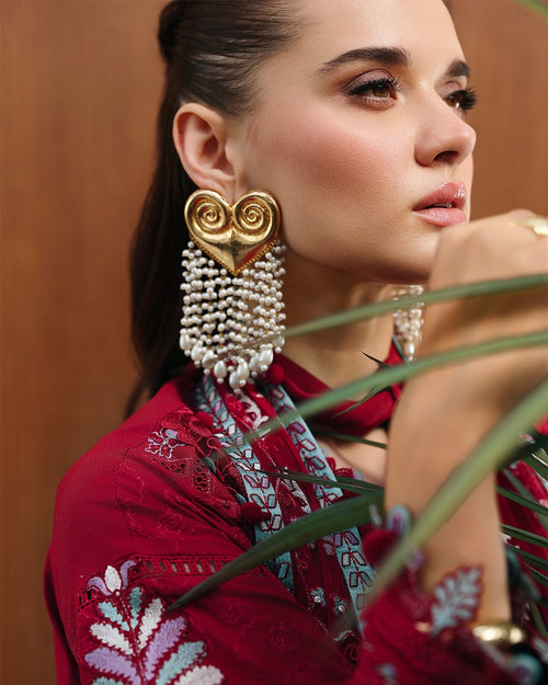 QALAMKAR - CHIKANKARI - RUBY - ( QAL-309 )